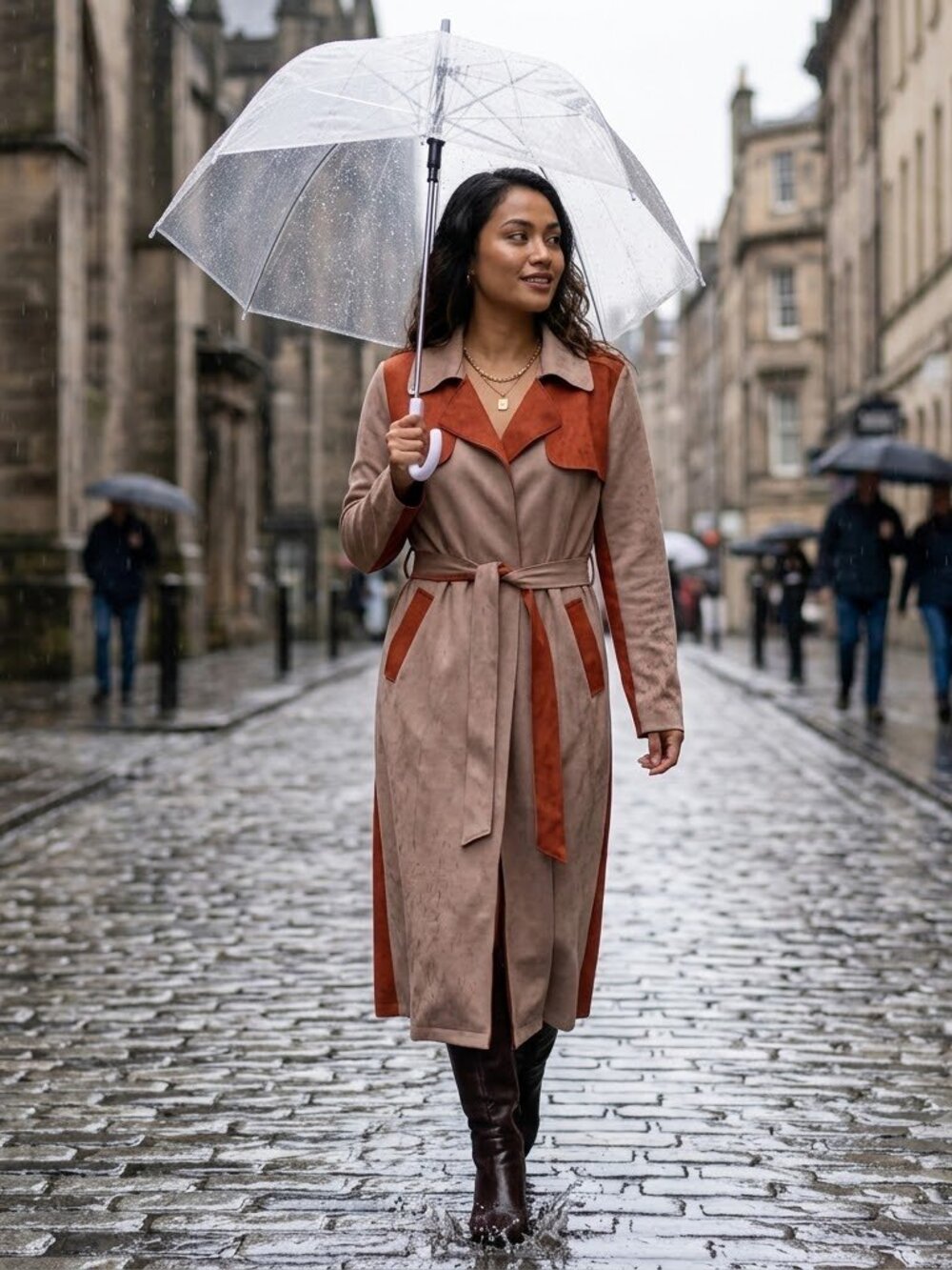 Tan and Rust Trench Coat NWOT